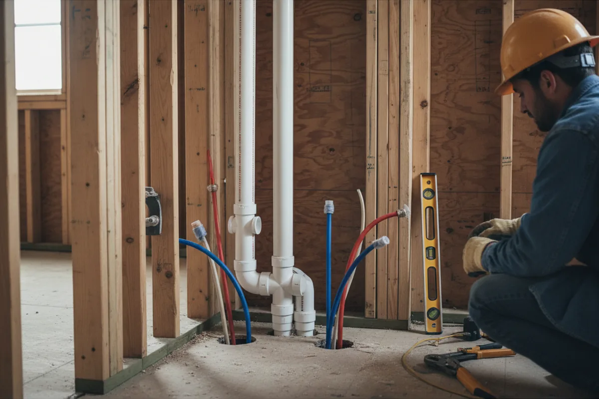 Drain and supply rough-in during Drain Cleaning in Robertsville