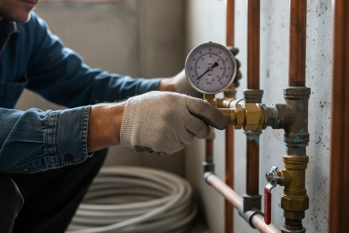 Pressure testing a repaired line during Water Line Repair in Robertsville